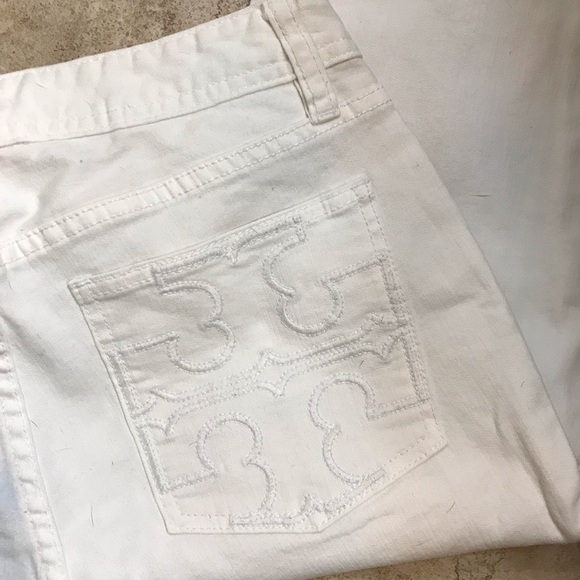 ▪️Tory Burch Cropped Slim Boot White Jeans - Picture 7 of 15